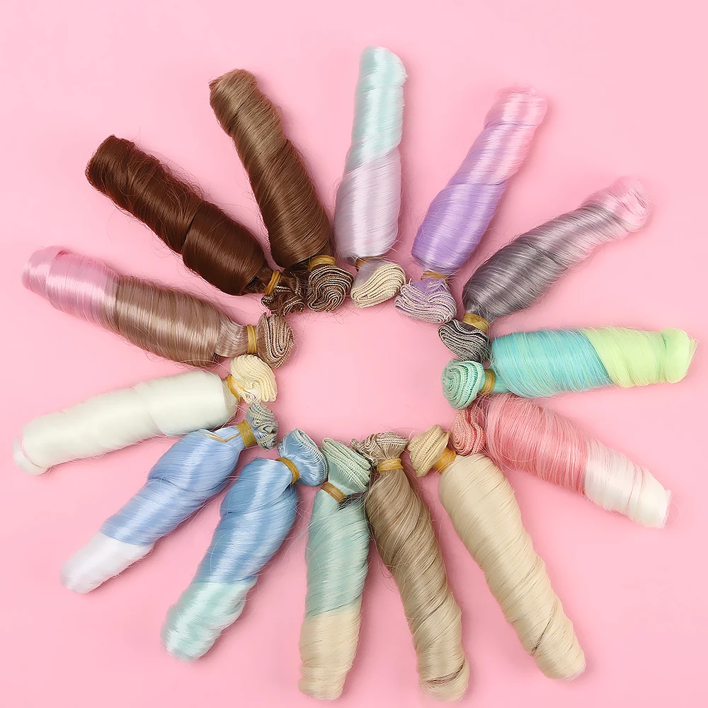 

1 Pc 100CM BJD Doll Hair Wavy Wigs Rainbow DIY High Temperature Curly Wig For 1/3 1/4 doll Accessories Kids Toy Toupee 14 Color