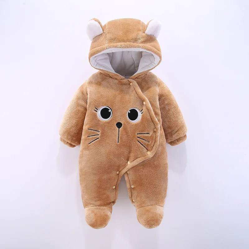 

Hot Sale Winter Child Cartoon Style Children'S Coral Fleece Hoodies Overalls Newborn Baby Warm Rompers Newborn Toddle Clothes