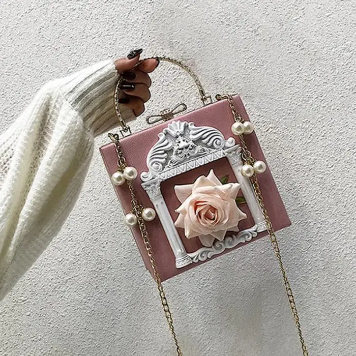 Women Shoulder Bag Rose Detachable Metal Chain Crossbody Bag Handbag for Shopping New