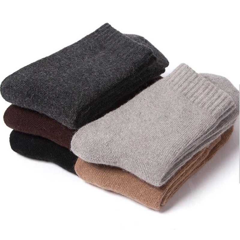 

New Large Size Men's Socks Wool Winter Thick Warm Winter Men's Simple Solid Color extra thick terry Towel Socks 2018
