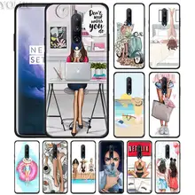 Classy Paris Girls Travel Relax Phone Case for Oneplus 7 7Pro 6 6T Oneplus 7 Pro 6T Black Silicone Soft Case Cover
