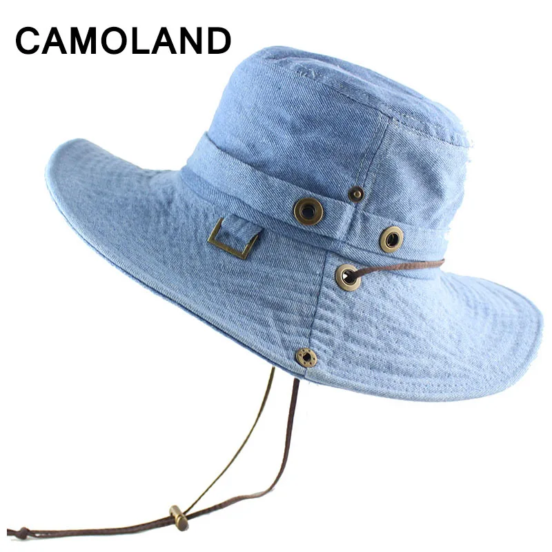 100 Cotton Summer Wide Brim Bucket Hat Denim Beach Hats Sun Hat Women