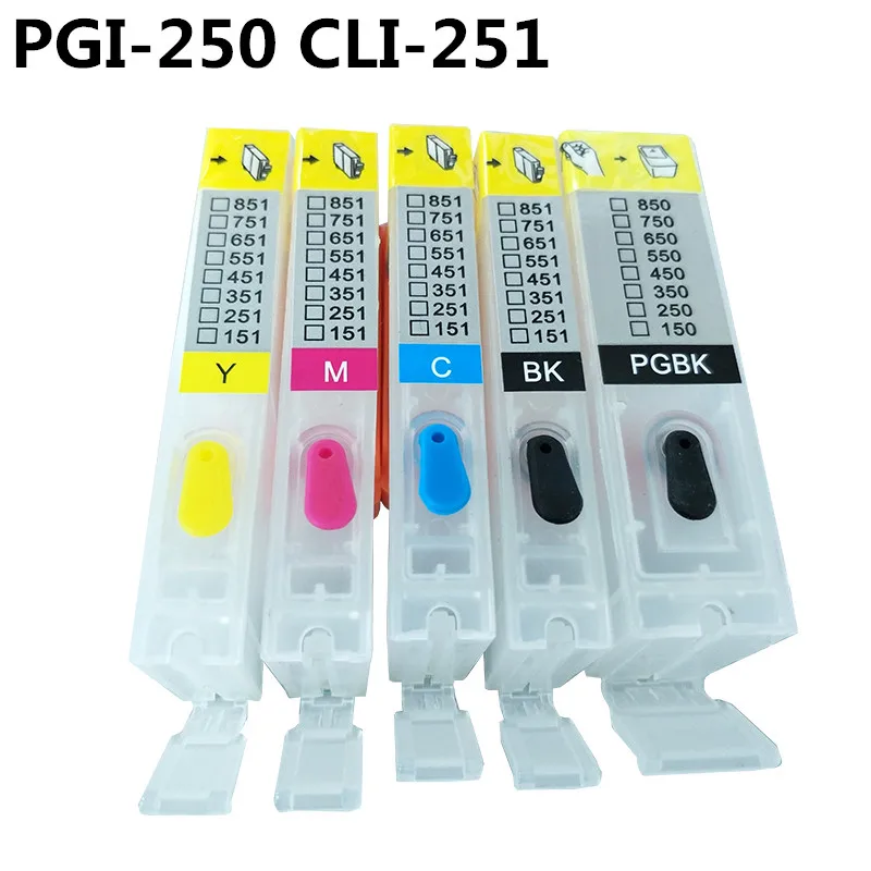 5x PGI-250 для canon IP7220 MG5420 MG5422 MX722 MX922 MG5520 MG6420 MG5522 MG5620 MG6620 IX6820 пустой; многоразового использования картридж