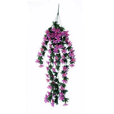 Домашний декор, 1 шт., лилия, подвесной цветок, на стену, Орхидея, корзина, украшение для гостиной, цветок, искусственный цветок, Шелковый цветок - Цвет: purple 1pcs