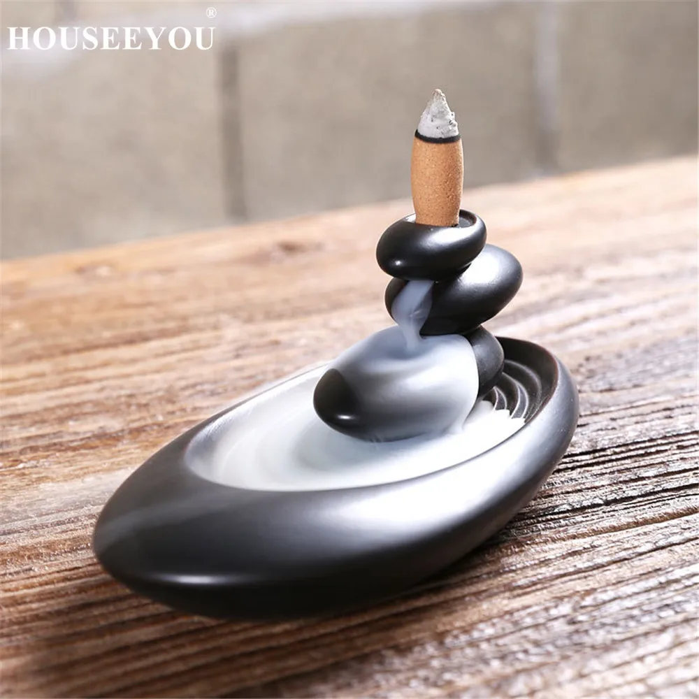 HOUSEEYOU горелка для благовоний, домашний декор, креативная керамическая буддийская кадильница благовония для ароматерапии, держатель+ 20 конусов для благовоний