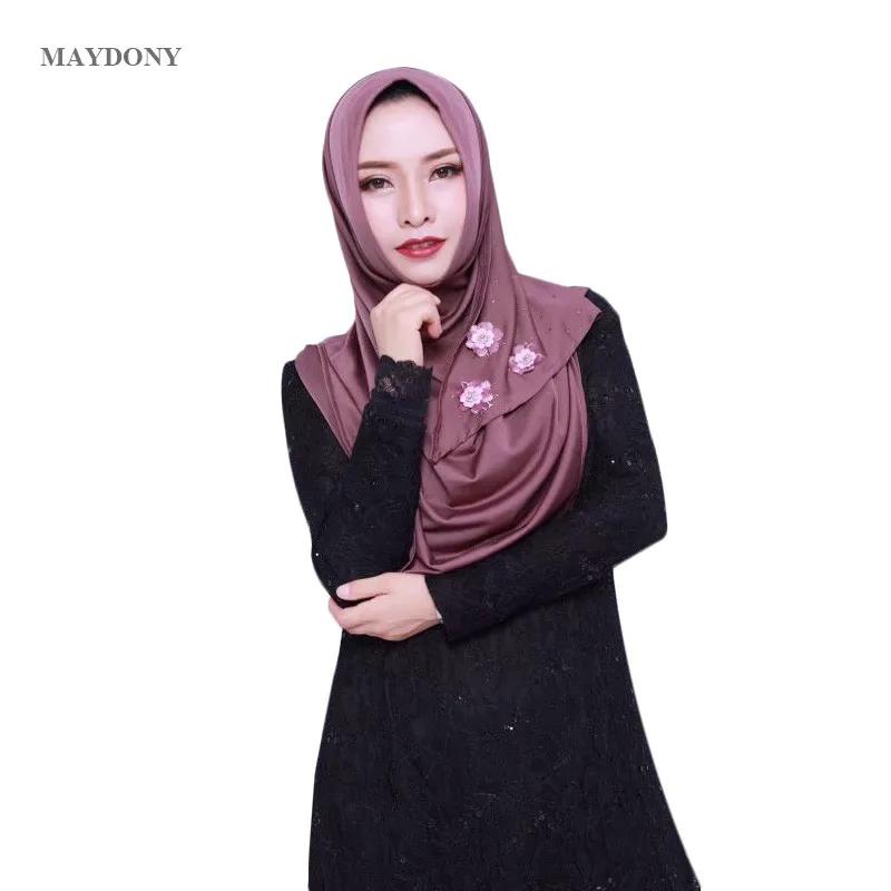 

TJ85 New Easy Wear Muslim Hijabs Fashionscarf Of Women The Silk Brim High Quantity Ladies Scarves Showl(No Brooch)