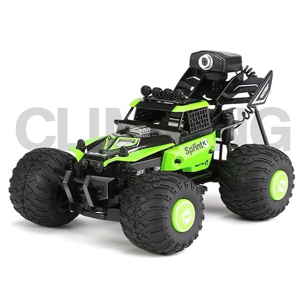 Global Drone RC Car Machine on the Radio with 0.3MP WiFi Camera Off-road Remote Control Cars for Boys Climbing RC Car - Color: Green