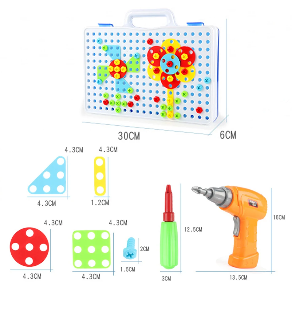 149/193 шт. детские игрушки дрель Головоломка Развивающие игрушки DIY игрушки для детей набор инструментов для мальчиков Jigsaw мозаика дизайн строительные игрушки