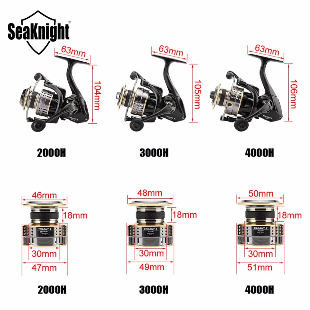 SeaKnight TREANT II спиннинговая катушка из углеродного волокна Drag 13 кг максимальная мощность алюминиевые катушки колеса 1000H 2000H 3000H 4000H модель снасти