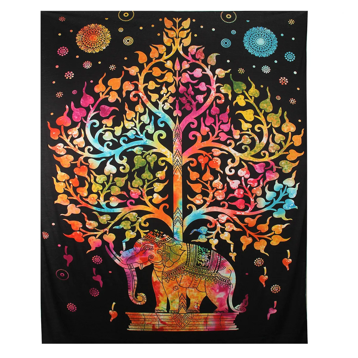 Bohemian Hippie Colorful Elephant Printed Tapestry Wall Hanging