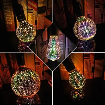 

3D Galaxy Light Bulb LED Light 3D Star Fireworks Effect Night light ST64 A60 G80 G95 G125 Home Garden Decor Diamond Galaxy Bulbs