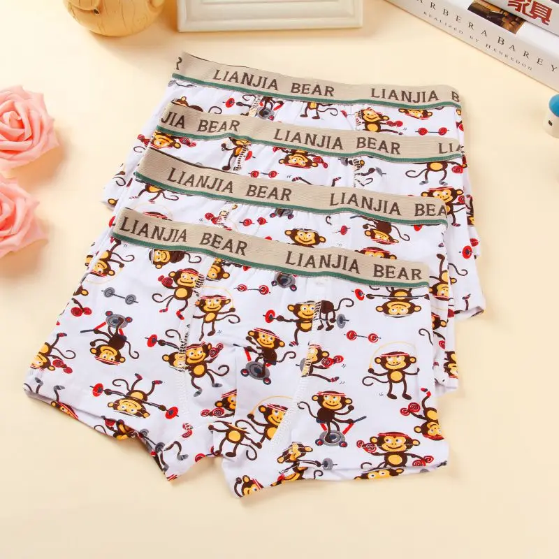 Boys Cotton Middle waisted Underwear Cute Monkey Cartoon Underpants Children's boxer briefs Boys