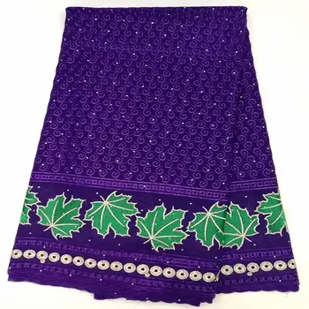 

NEW 100% Cotton African Lace Fabric High Quality With Rhinestone Embroidery 2019 Latest France Net Lace Fabrics 5Yards/Lot A2120