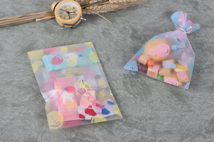 

12*20cm Party Fruits Stick Circle Frosted Poly Open Top PE Ping Pocket, Flat OPP Gift Candy Biscuit Snack Pack Bag Free shippin