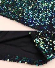 FANALA Sequined Dress Women Party Sexy Dress Stretch Bodycon Spring Autumn O-Neck Long Sleeve Backless Mini Dress Green Vestido