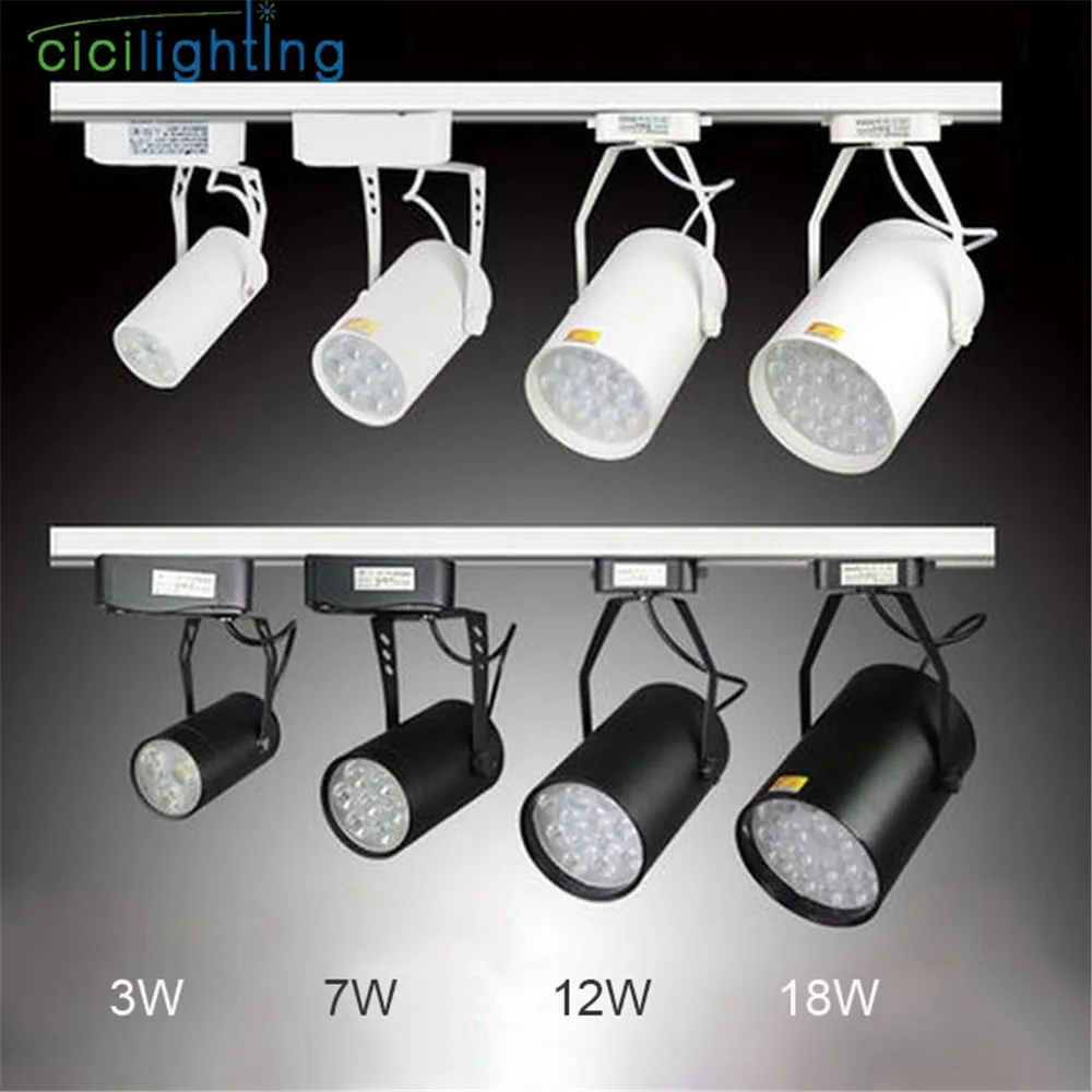 

110V 220V 240V 3W 7W 12W 18W Classic track light LED tracking light black white single phase rail lighting warm white pure white