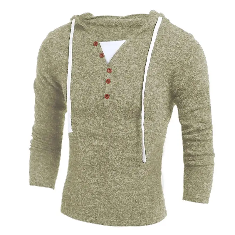 Новое поступление мужской свитер с капюшоном Повседневный v-образный вырез тонкий крой с длинными рукавами трикотажные мужские свитера пуловеры M~ XXL 3 цвета