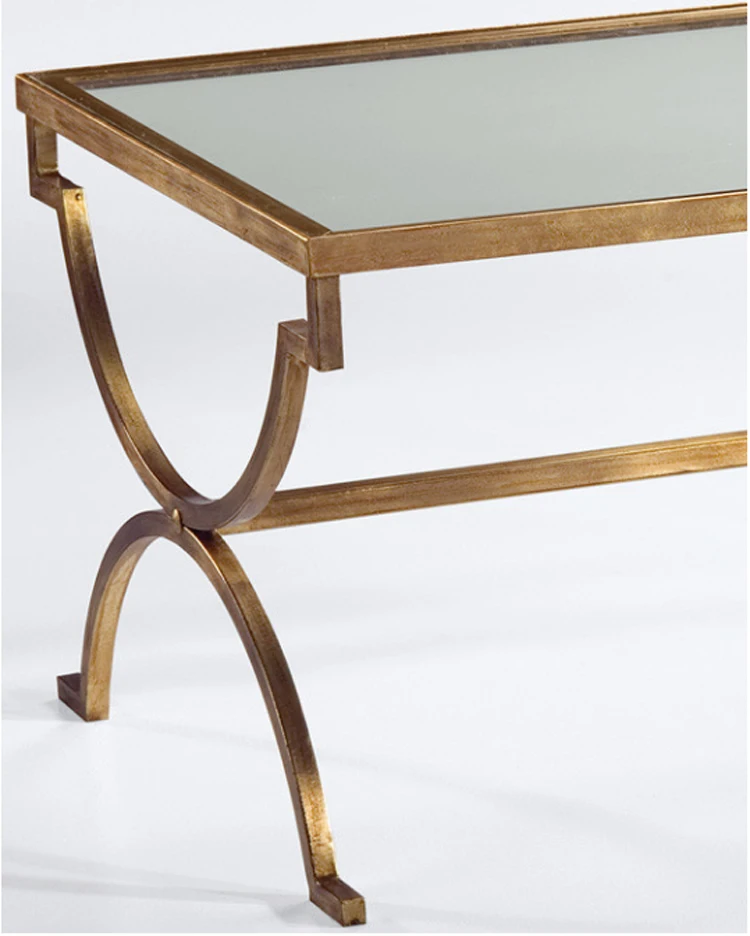 American rural Nordic art hardware toughened glass tea table. Rectangular coffee table