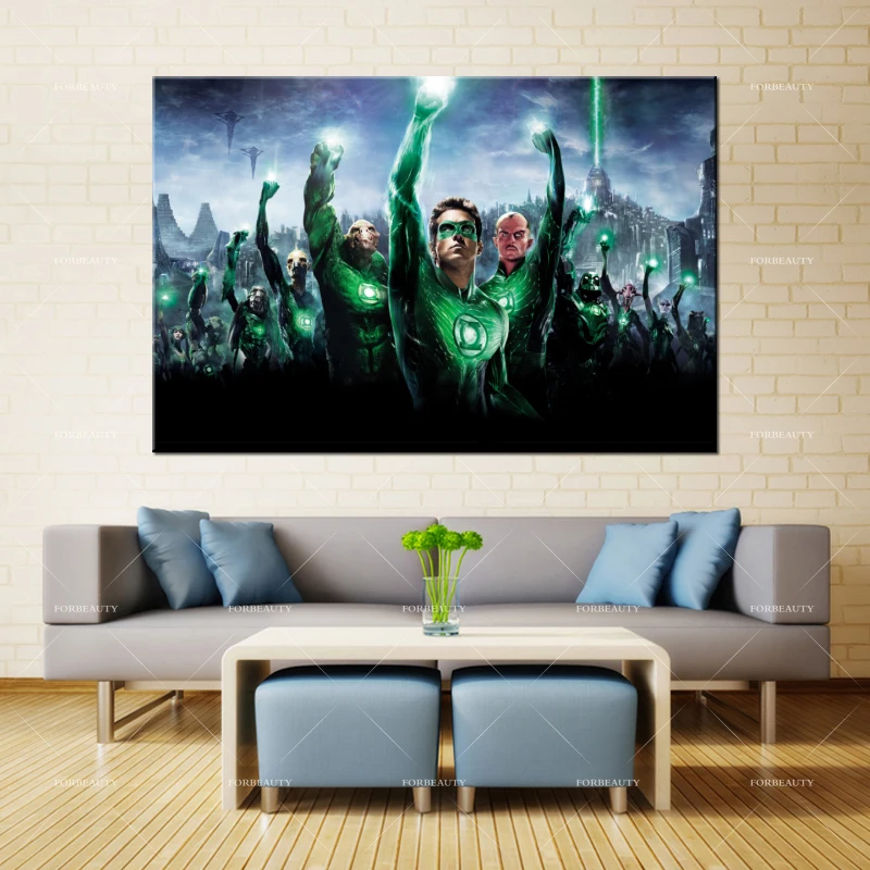 Forbeauty Canvas Painting Wall Art green_lantern Spray Printing Waterproof Ink Home Decor | Дом и сад