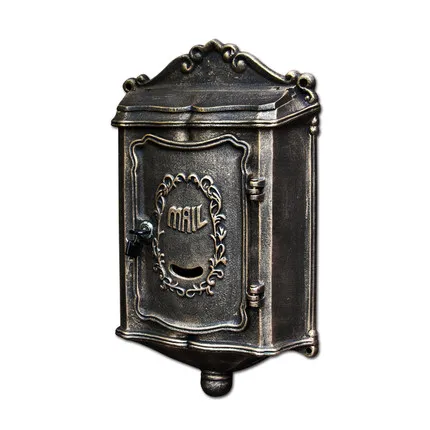 

Outdoor villa mailbox, the front plate cast aluminum stainless steel outdoor newspaper box, wall-mounted European-style mailbox