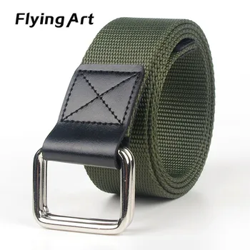 

Double loop buckle belt Outdoor casual jeans men's women's canvas belt Wild leather belt For women and man