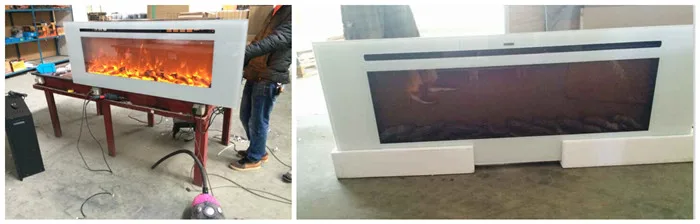 free shipping to russian white color wall mounted and embedded electric fireplace