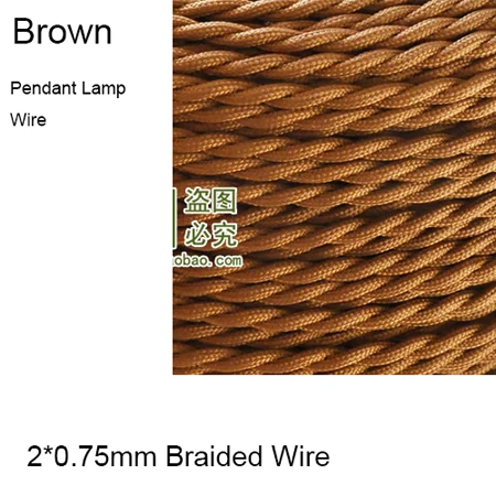 2*0,75 мм Электрический провод витой текстильный кабель подвесной светильник шнур Эдисона винтажный светильник ing подвесной светильник - Цвет: Brown