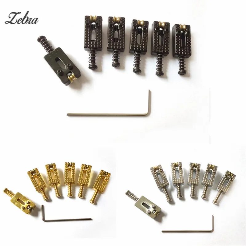 Зебра 3 цвета 6шт металлических роликовых мост тремоло гитара седла с ключем для музыкальных инструментов Электрические гитары ukelele часть