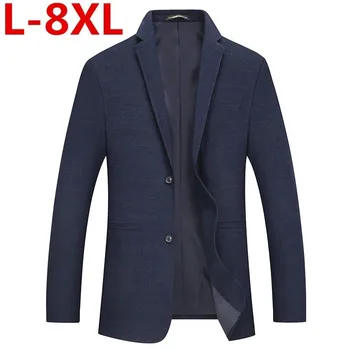 

big size 8XL 7XL Autumn winter business coat add fertilizer increased plus Size male casual suit jacket loose fat male jacket