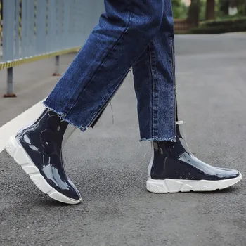 

MLJUESE 2019 women ankle boots cow leather zippers transparent autumn spring boots ankle boots fashion sneakers size 34-41