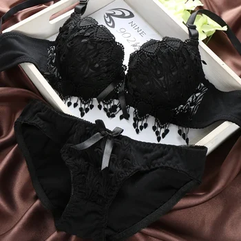 

Women Push Up Bra Set Cute Heart-shaped Sexy Lace Underwear Sets Brassiere Outfit