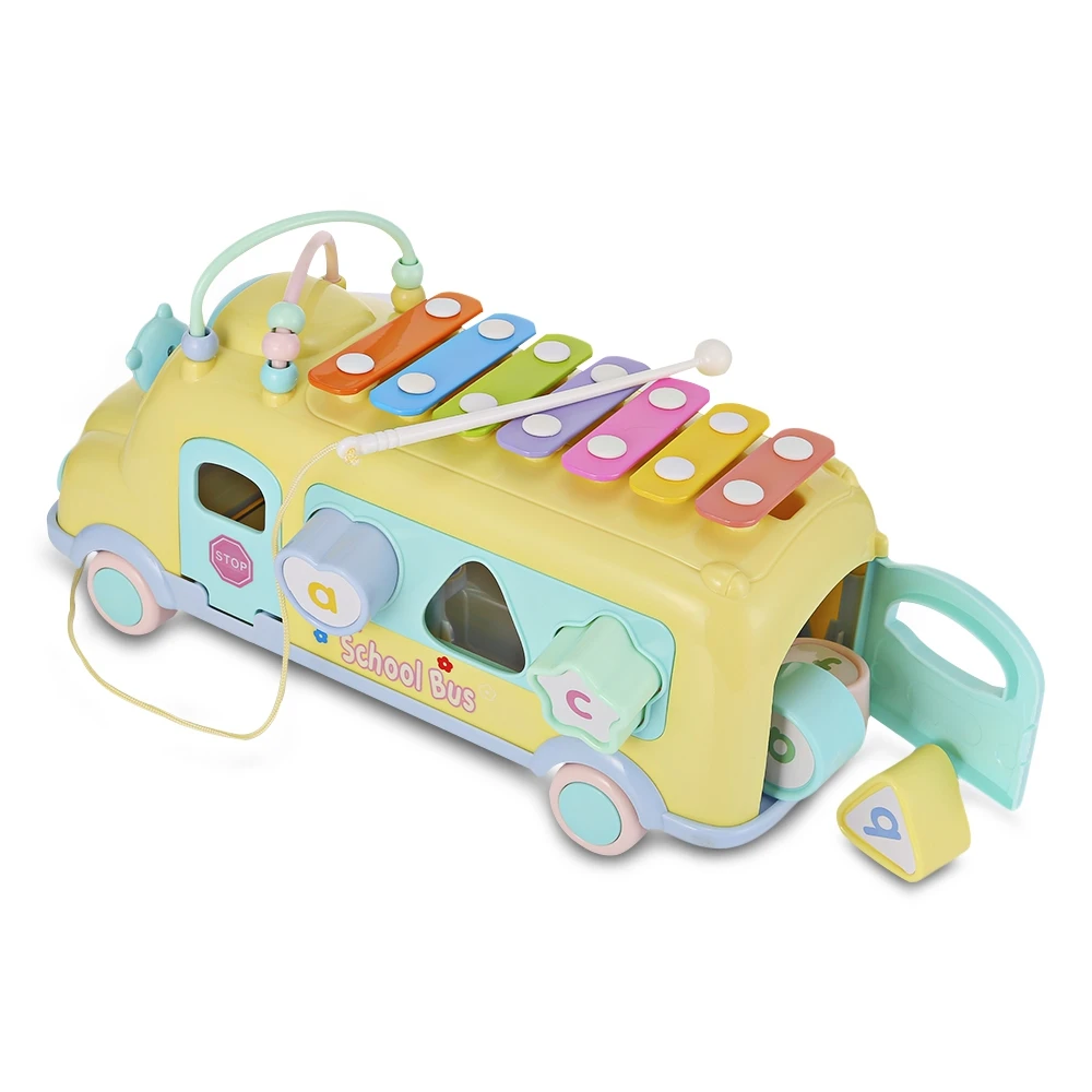 Baby Musical Toy Percussion Kid Music Instrument School Bus Toys Piano Matching Blocks kid Early Learning Educational Fun Toy (15)