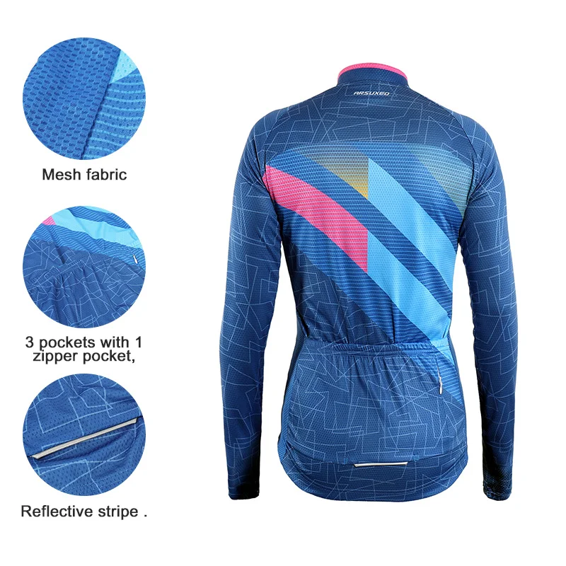 ARSUXEO, женская одежда, весна-осень, с длинным рукавом, для велоспорта, Джерси, Pro MTB, одежда для велоспорта, велосипедная рубашка, Ciclismo, быстросохнущая, Z6
