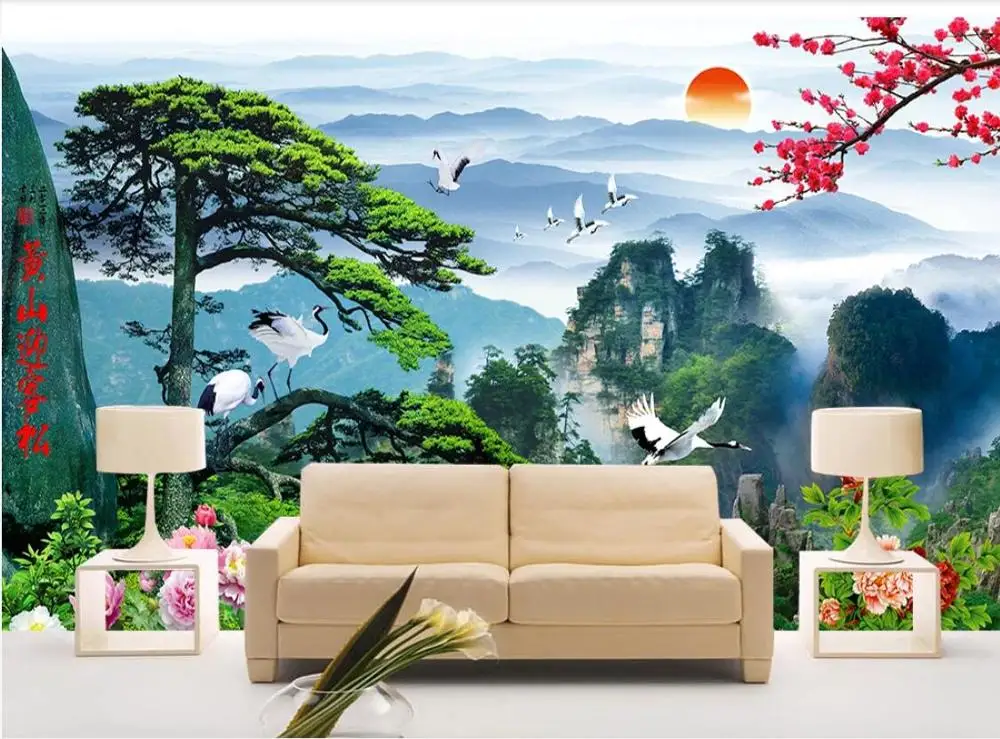 

Factory direct private custom welcoming pine TV sofa living room bedroom background wallpaper mural