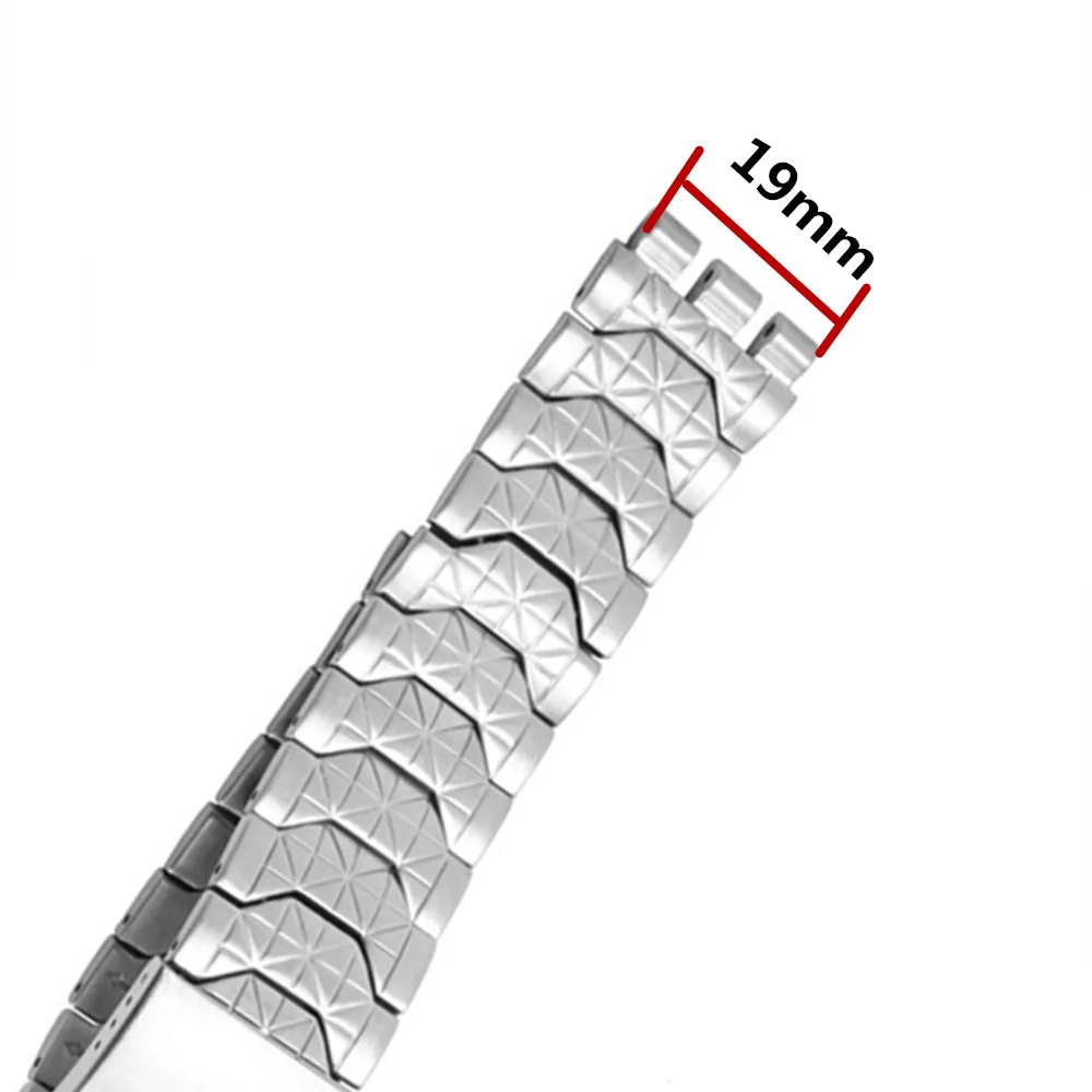 Ремешок из нержавеющей стали 19 мм черный серебристый двойной глубокие углубления замена ремешок для часов Swatch YRS ремешок для часов
