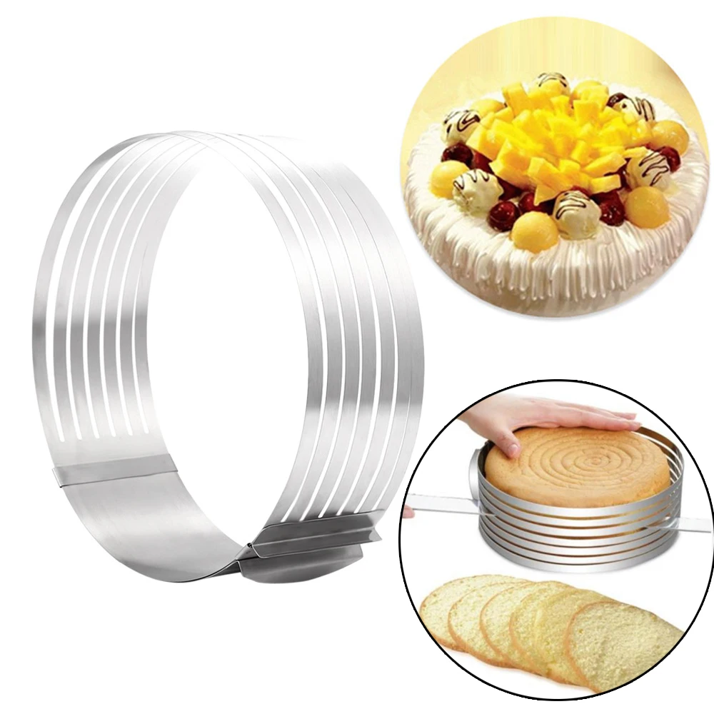 24 30 cm Stainless Steel Adjustable Confectionery Tool Layer Cutter Cake Slicer Circle Mold Cake