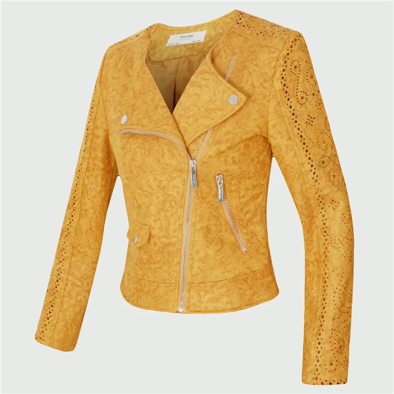 Женская замшевая кожаная куртка и пальто, jaqueta de couro, мотоциклетная куртка, байкерская куртка-бомбер, кофейный, серый, желтый, розовый, зауженный крой, Прямая поставка