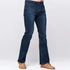 LGRG Mens Slim Boot Cut Jeans Classic Stretch Denim Slightly Flare Deep Blue Jeans Fashion Stretch Trousers 3