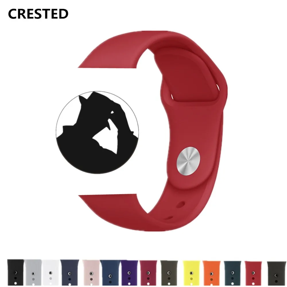 

CRESTED Sport strap For Apple Watch 4 band 42mm 44mm iWatch band 38mm/40mm Silicone correa Wrist Bracelet rubber belt serie 3 21