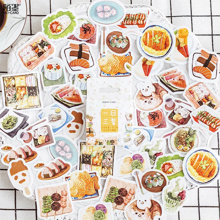 

Three Meals A Day Delicious food Decorative Stationery Stickers Scrapbooking DIY Diary Album Stick Label
