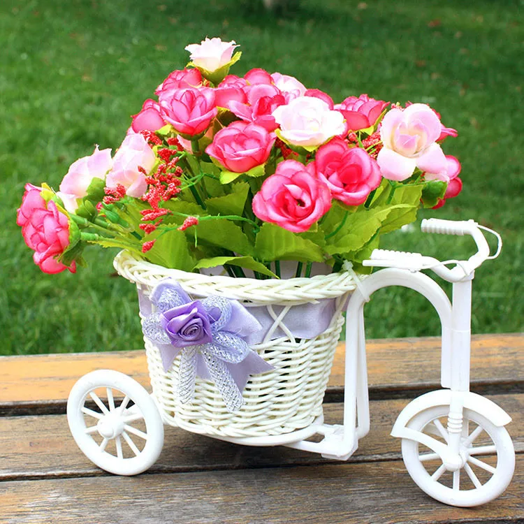 

Bicycle Big Wheel Round Basket Organizer Rattan Floats Flower Pot Vase Home Strage Nursery Bonsai Pots Garden Decoration Desktop