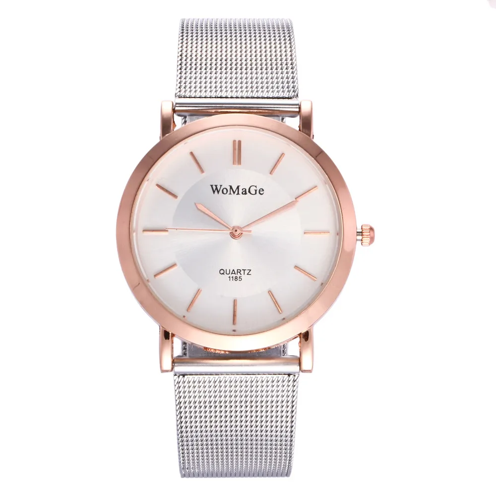 

Hot Sale Men Women Watch 2018 Luxury Simple Stainless Steel Dial Clock High Quality Silver Bracelet Quartz WristWatch Reloj