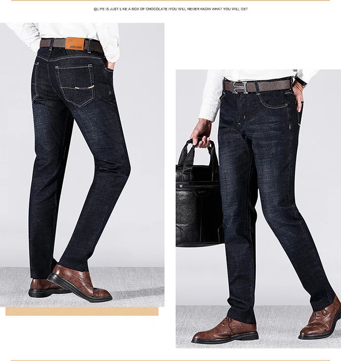 Новое поступление, четыре сезона, мужские джинсы, тонкие, прямые, синего цвета, брендовые, хлопковые джинсы, мужские, большие размеры 28-40, длинные брюки для мужчин