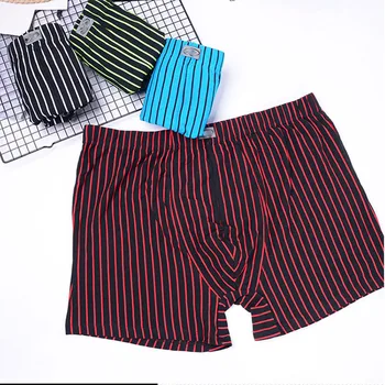 

EUR size Men's fashion High Quality 95% cotton sleep Shorts big waist men Casual Loose Arrow combed cotton stripes home wear
