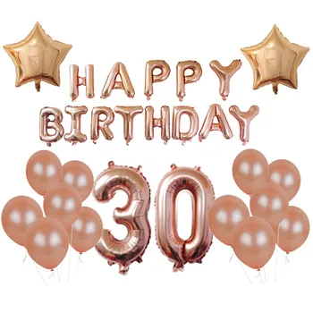 

Rose Gold Balloons Foil Champagne 16th 18th 20st 21th 30th 40th Number bal lHappy Birthday Party Decorations Adult Party Supplie