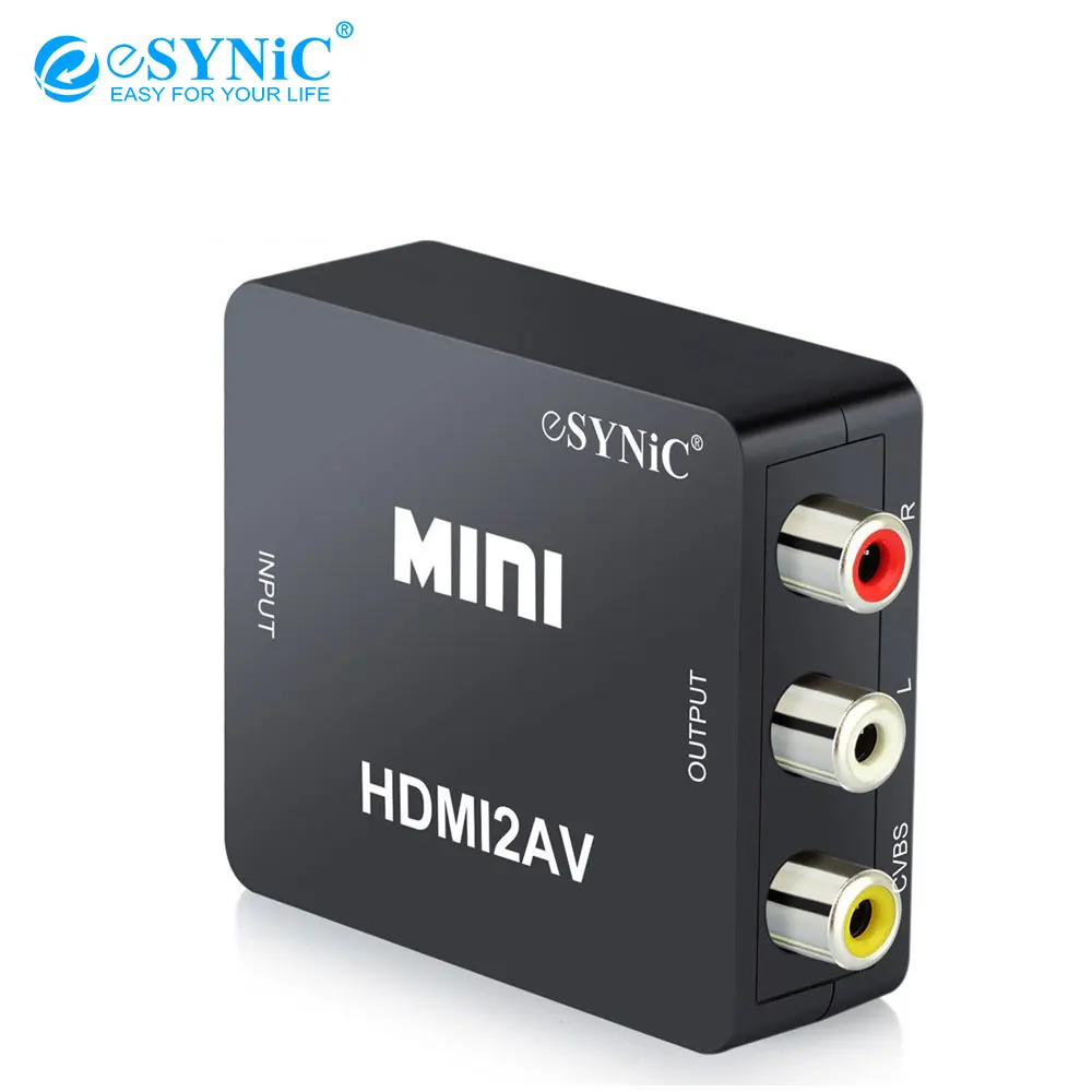 

eSYNiC HDMI to AV Scaler 1080P Converter Box HDMI to 3 RCA AV/CVSB L/R Component Video Adapter HDMI2AV HD Support NTSC PAL