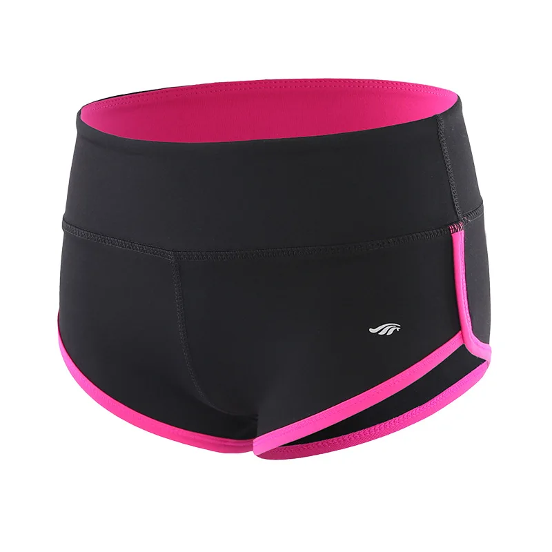 BINAND женские шорты для бега, спортзала, тренировок, спорта, йоги, мини-длины, женские шорты для пилатеса с отгибом на талии - Цвет: Black and pink