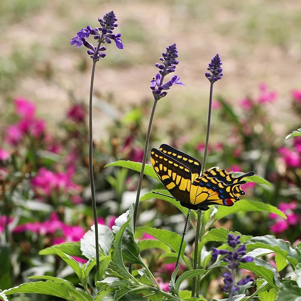 25 шт. красочное 3D двойное с бабочкой на палочках для дома двора газон цветочный горшок декоративные растения садовый орнамент DIY ремесло