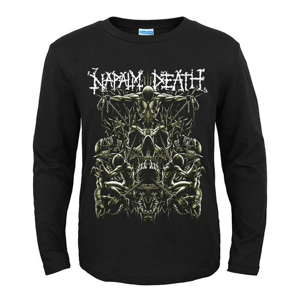 7 дизайнов Harajuku Napalm Death Rock рубашка фитнес Hardrock тяжелый металл хлопок Скейтборд Повседневная с длинным рукавом Череп Демон