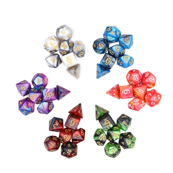 

42 Pcs(6 X 7 Sets) Acrylic Dice Number Dice Double-Colors Polyhedral Dice Acrylic Number Game Dice Set for Dungeons and Party
